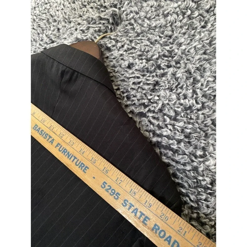 Cricketeer Suit Dark Gray Striped Wool Jacket Pants 2 Piece USA 48 R 46W /
